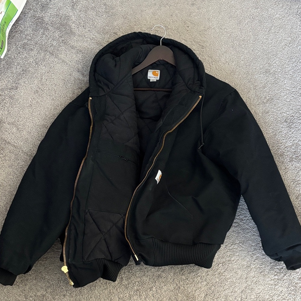 Carhartt Black Quilted Hooded Jacket